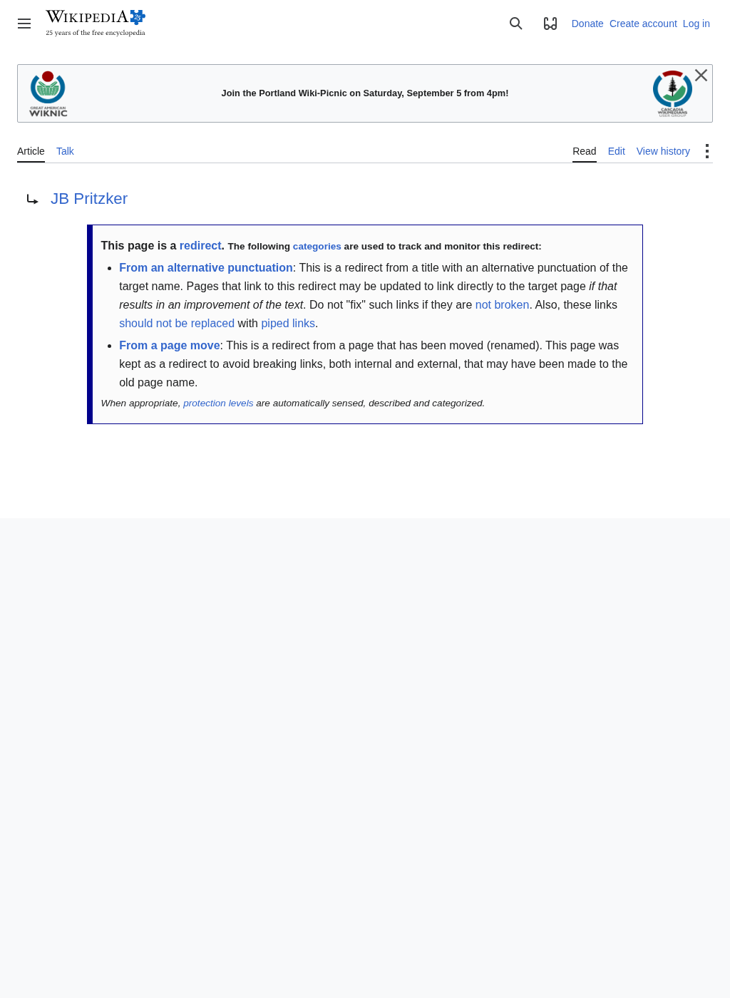 Wikipedia snapshot of JB Pritzker