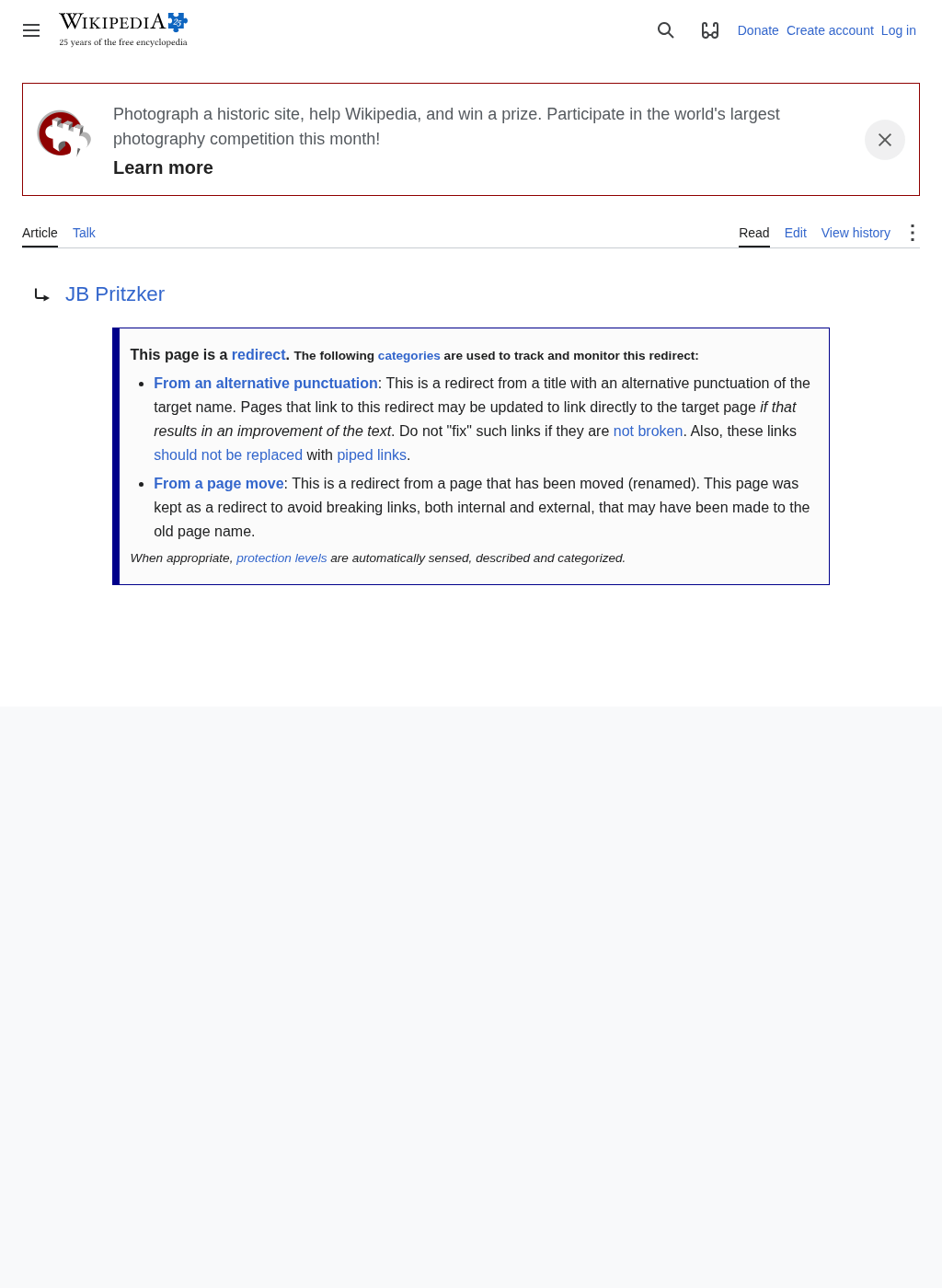 Wikipedia snapshot of JB Pritzker