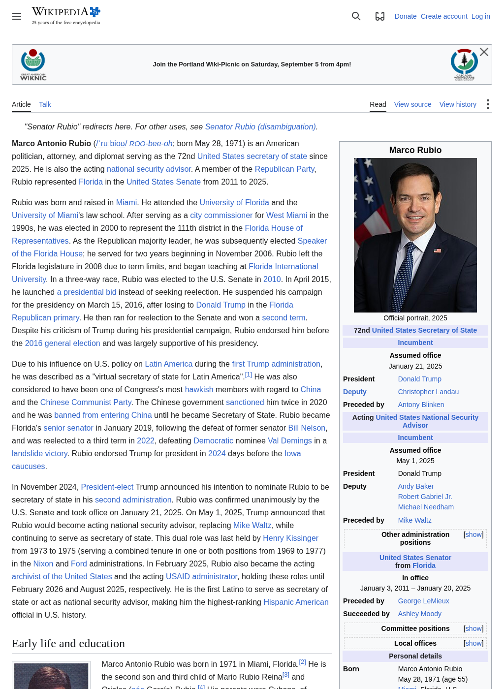 Wikipedia snapshot of Marco Rubio
